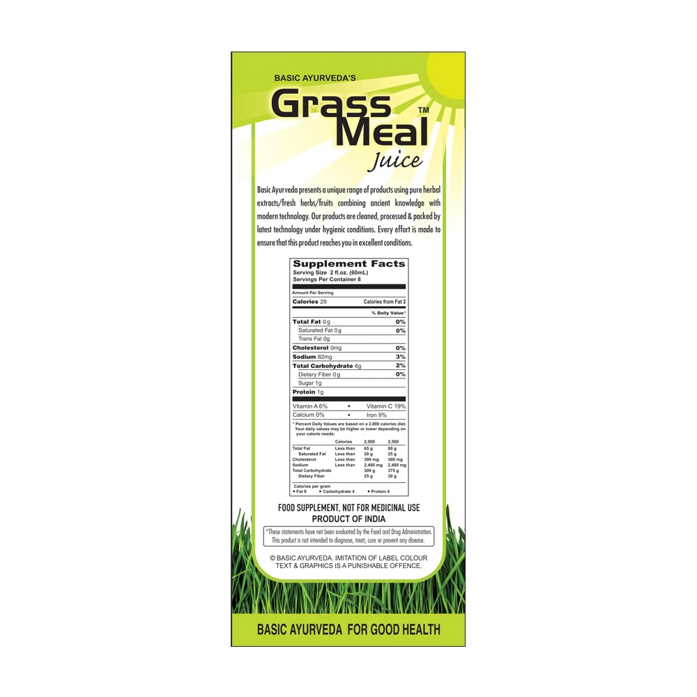 BASIC AYURVEDA Wheat Grass Juice with Honey Organic Pure Grass Meal Juice Purifying Natural Herbal Drink for Immune Support 1623 Fl Oz 480ml