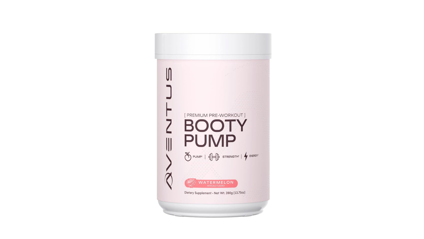 Aventus Booty Pump Pre-Workout Powder | Pump, Strength and Energy with Collagen, Creatine, Caffeine and More, 30 Servings (30 servinga, Watermelon)
