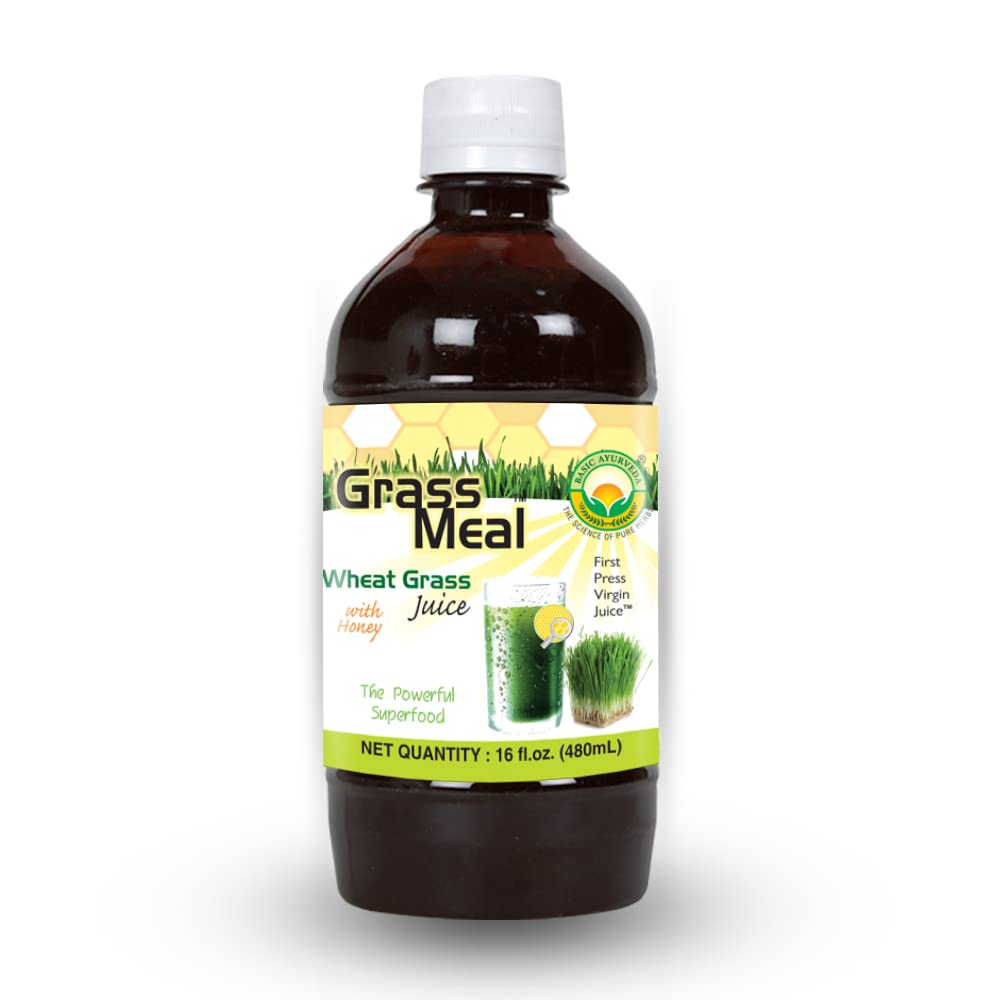 BASIC AYURVEDA Wheat Grass Juice with Honey Organic Pure Grass Meal Juice Purifying Natural Herbal Drink for Immune Support 1623 Fl Oz 480ml