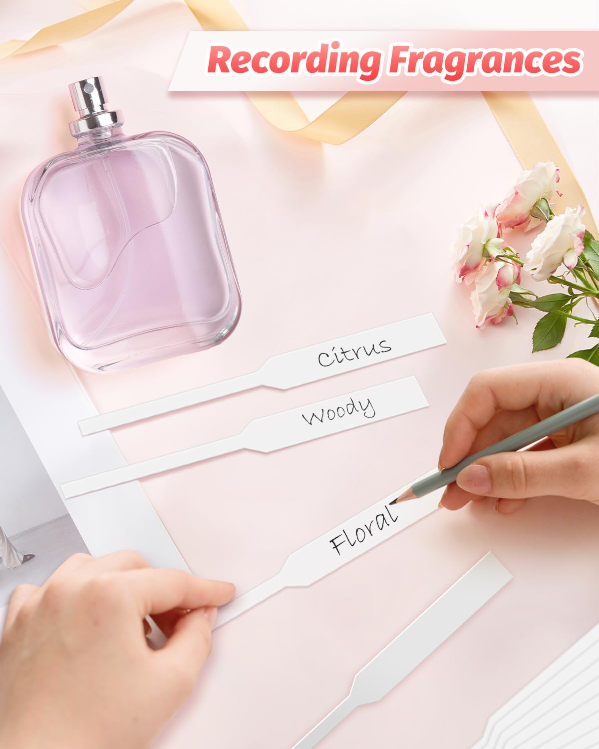 500 Pieces Perfume Tester Strips, Disposable Fragrance Test Strips, Pure White and Strong Absorbent, Fragrance Blotter Strips, Scent Strips, for Fragrances Essential Oils Spice