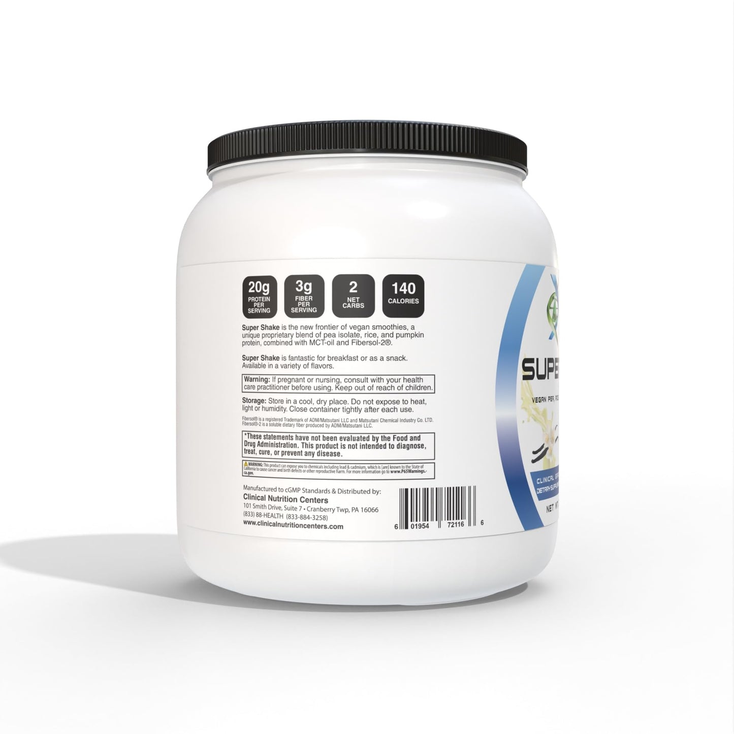 Super Shake Vanilla Protein Powder by Clinical Nutrition Centers 2.2 pounds (995 g)
