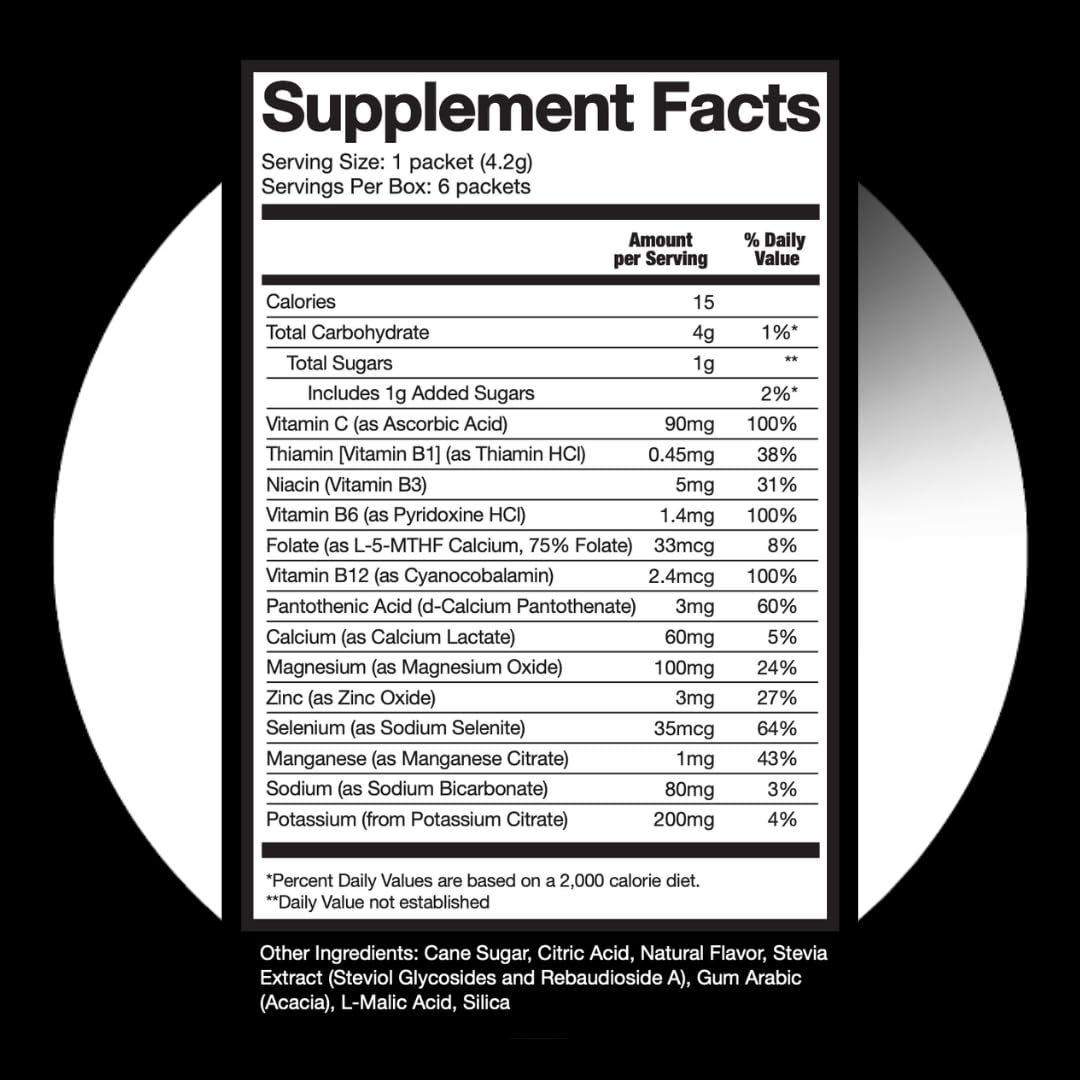 Halo Hydration Electrolyte Powder Packets - Peach - 6 Servings (5g Each) - Organic Hydration Drink with Low Sugar + Essential Vitamins + Minerals - Vegan