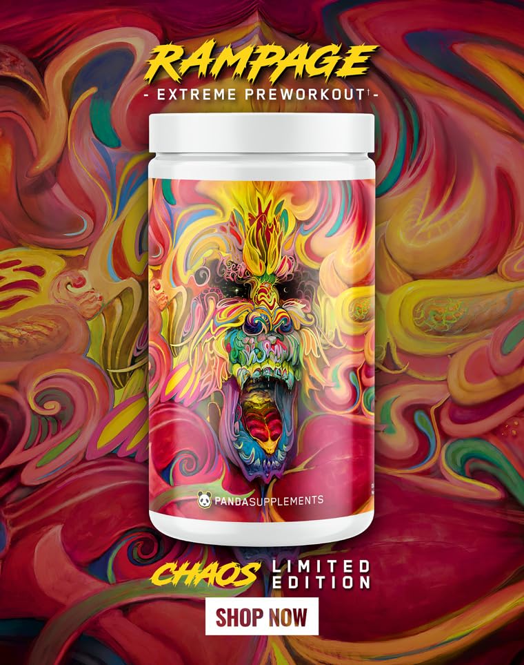 Underground Bio Labs™ Panda Supps: Rampage Chaos, Extreme Pre-Workout, High Stim, Maximum Pump, Focus, and Energy (Strawberry Mango Sherbet) (40 Servings)