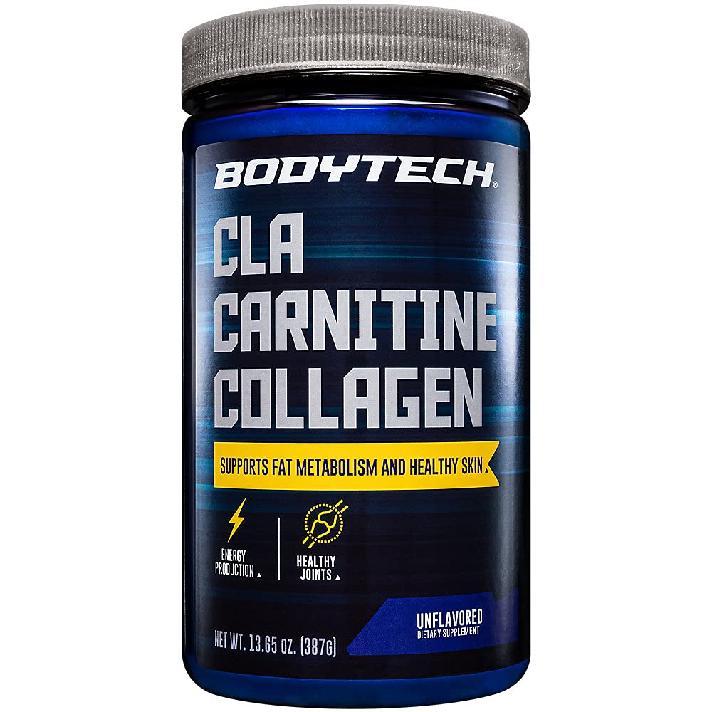 BodyTech CLA Carnitine Collagen - Supports Fat Metabolism & Healthy Skin - Unflavored (13.65 oz. / 30 Servings)