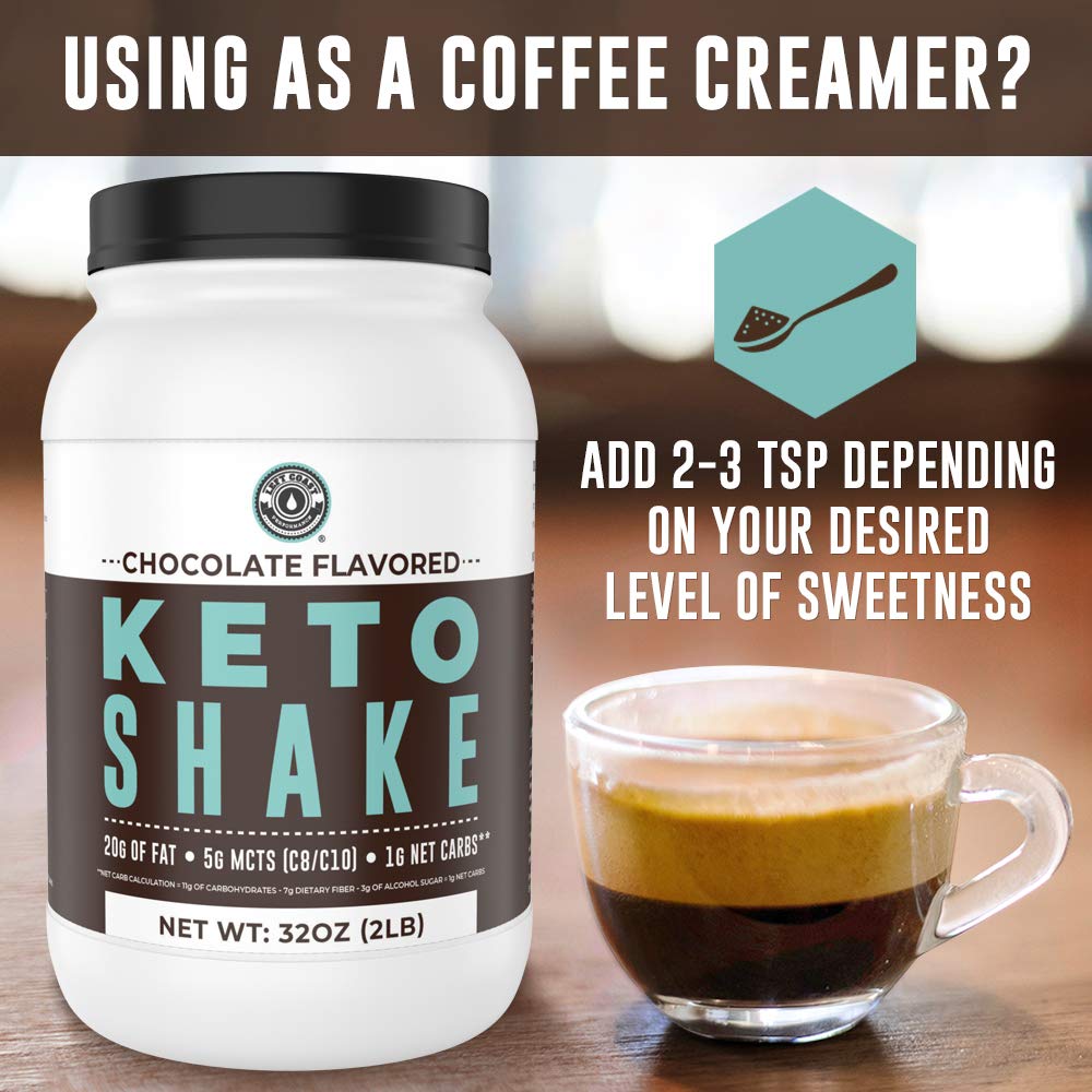 Keto Meal Replacement Shakes, Chocolate, 2lbs, Low Carb Keto Protein Shake Mix, MCT Powder, Grass Fed Hydrolyzed Collagen Peptides, Keto Breakfast Shake, 20g Fat, 14g Protein, 1 Net Carb, Zero Sugar