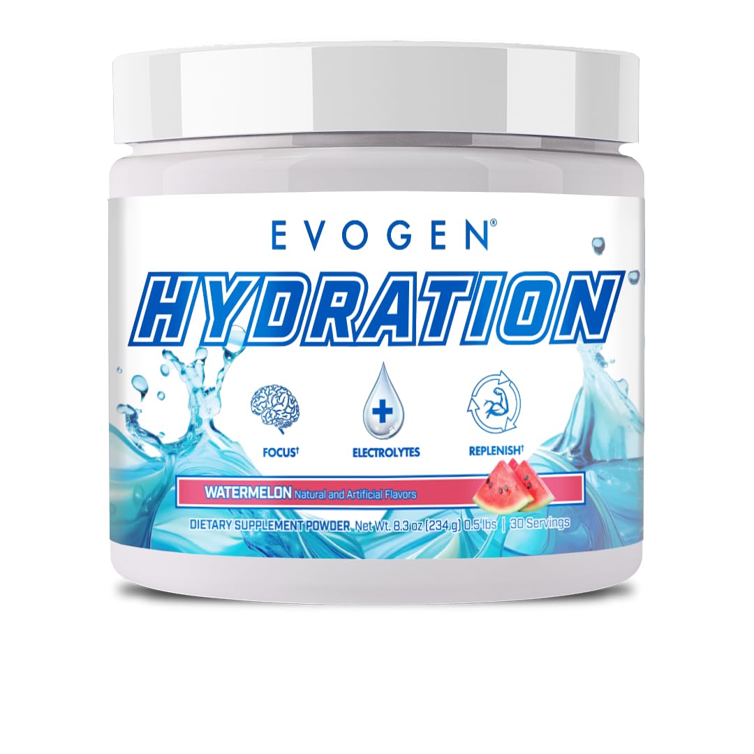 Evogen Hydration - Electrolytes Powder | Sugar-Free Electrolyte Powder Supplement for Hydration, Energy, and Recovery | Coconut Water, B Vitamins, Potassium | Watermelon | 30 Servings