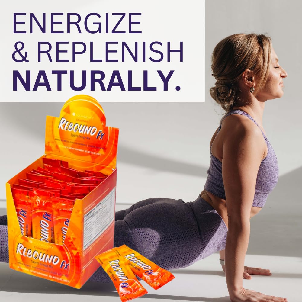 Youngevity Rebound FX™ Citrus Punch On-The-Go Stick Packs - 30 Count Box - Sports Energy Drink with Vitamins, Amino Acids, and Electrolytes - Natural Caffeine - Supports Hydration and Recovery
