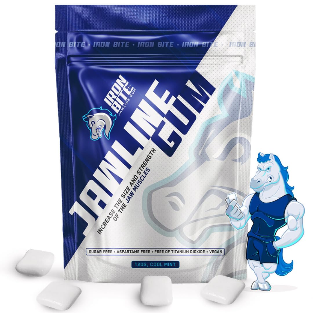 Iron Bite Jawline Gum 25 month supply Hard Chewing Gum For Strong Jawline Sugar Free Mewing Gum Mint Chewing Gum For Jaw Training