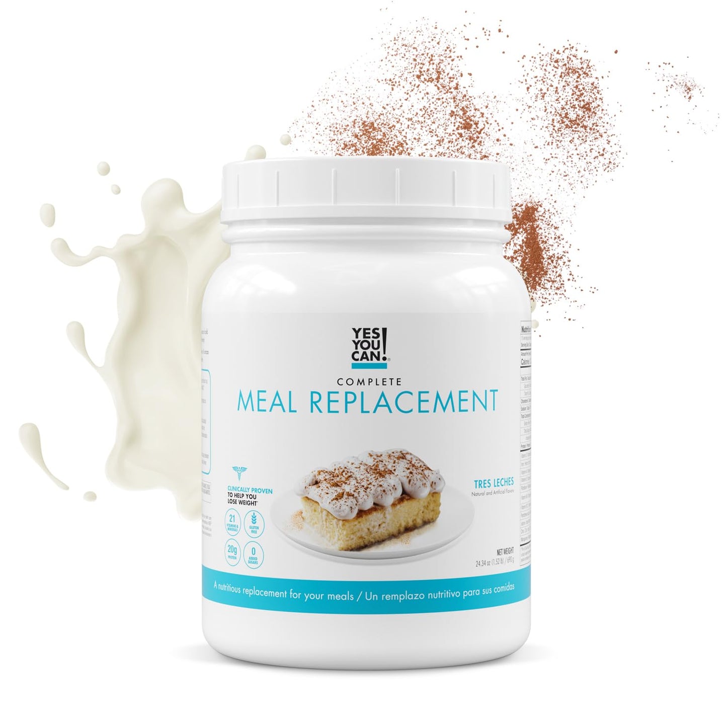 Yes You Can! Complete Meal Replacement - 15 Servings, 20g of Protein, 0g Added Sugars, Over 20 Vitamins and Minerals - All-in-One Nutritious Meal Replacement Shake (Tres Leches)