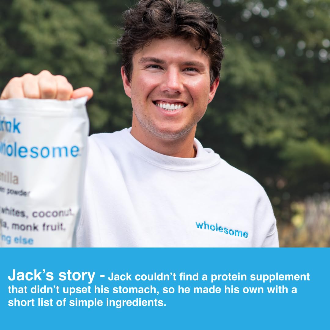 drink wholesome Vegan Unflavored Almond Protein Powder | for Sensitive Stomachs | Gut Friendly | No Artificial Sweeteners | No Sucralose | No Stevia | Low Sodium | Safe for Kids & Seniors