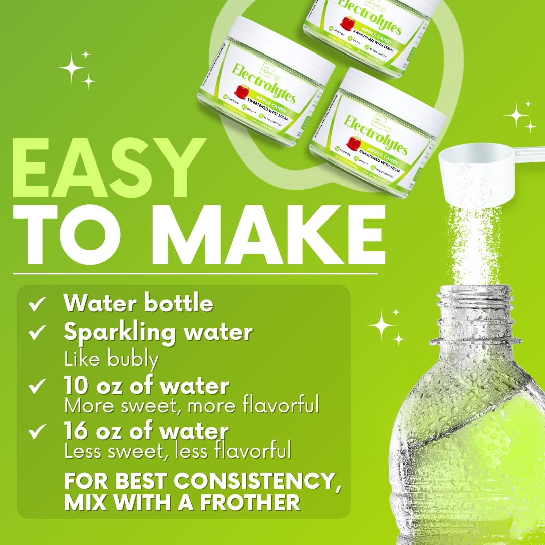 Zero Sugar - Apple Candy Electrolytes Powder - Refreshing Hydration - Caffeine Free Energy with All Natural Ingredients - Vegan, Keto, and Paleo - Sugar Free Electrolytes Drink Mix - with 30 Servings