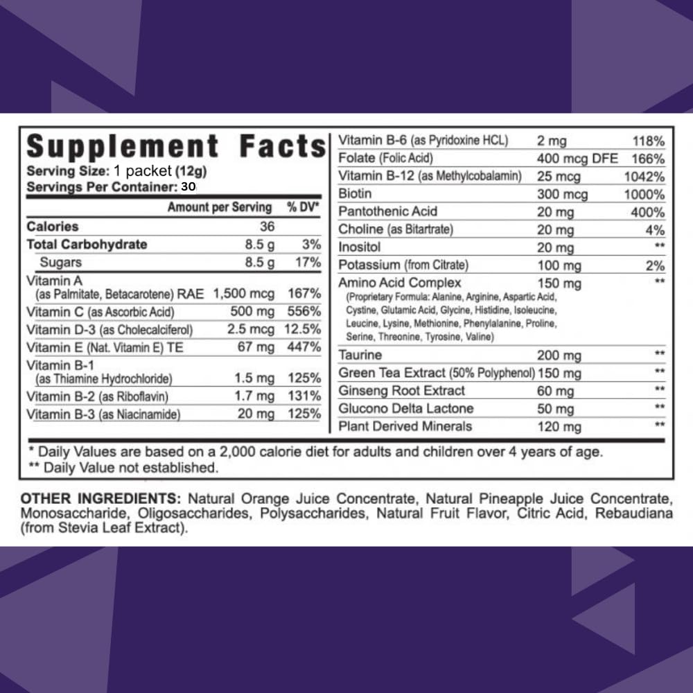 Youngevity Rebound FX™ Citrus Punch On-The-Go Stick Packs - 30 Count Box - Sports Energy Drink with Vitamins, Amino Acids, and Electrolytes - Natural Caffeine - Supports Hydration and Recovery