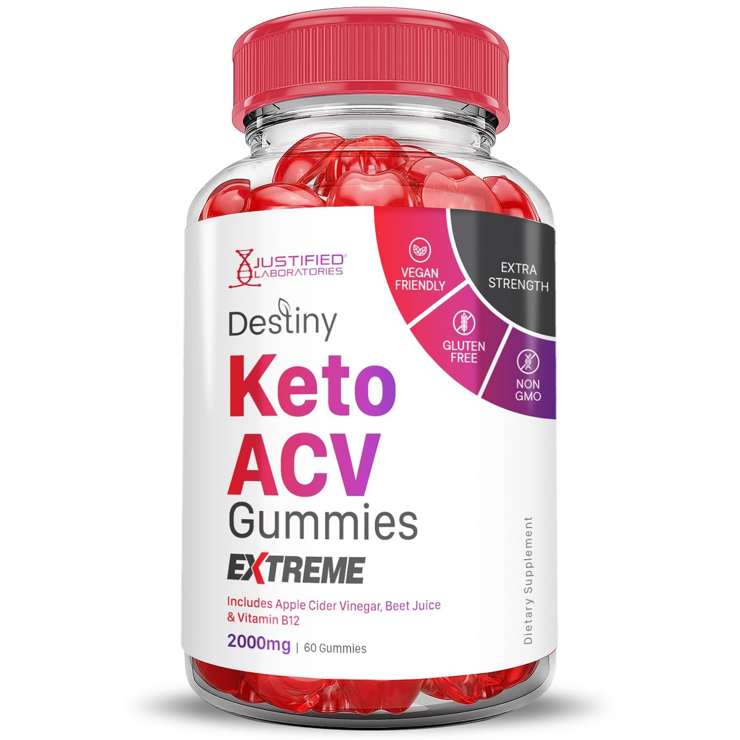 (3 Pack) Destiny Keto ACV Gummies Extreme 2000MG Destiny Keto Gummies Advanced Formula Apple Cider Vinegar with Pomegranate Beet Juice Powder B12 Vegan Non GMO 180 Gummys