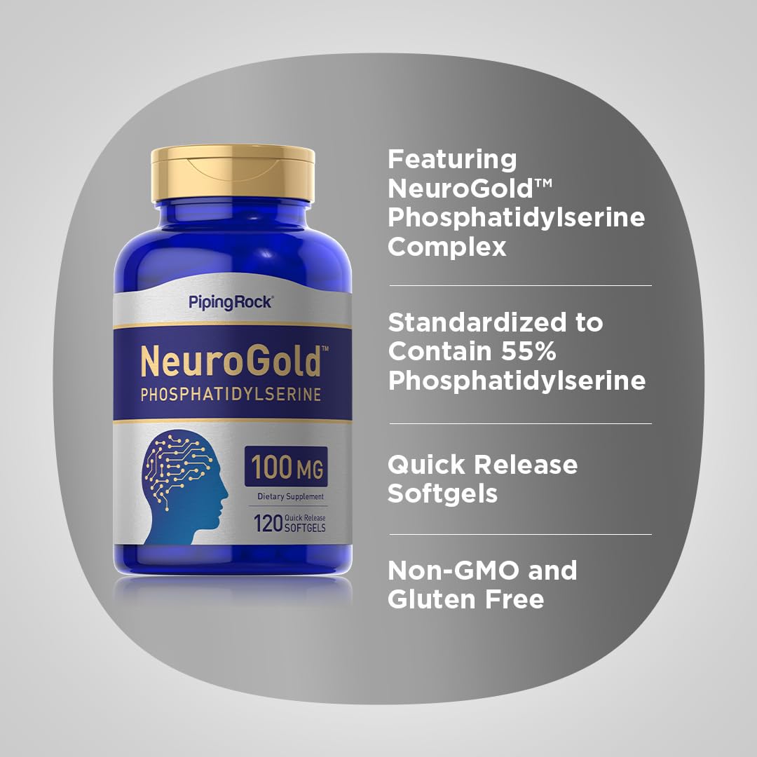 Piping Rock Phosphatidylserine 100mg | 120 Softgels | NeuroGold | Non-GMO, Gluten Free Supplement