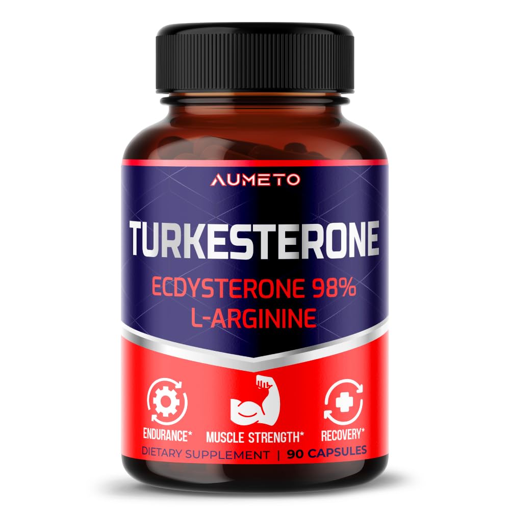 AUMETO Turkesterone Supplement - Enhanced with L-Arginine, Tongkat Ali, Ginseng, Maca Root, Vitamin D3 - Energy, Endurace & Male Vitality Support (90 Count (Pack of 1))