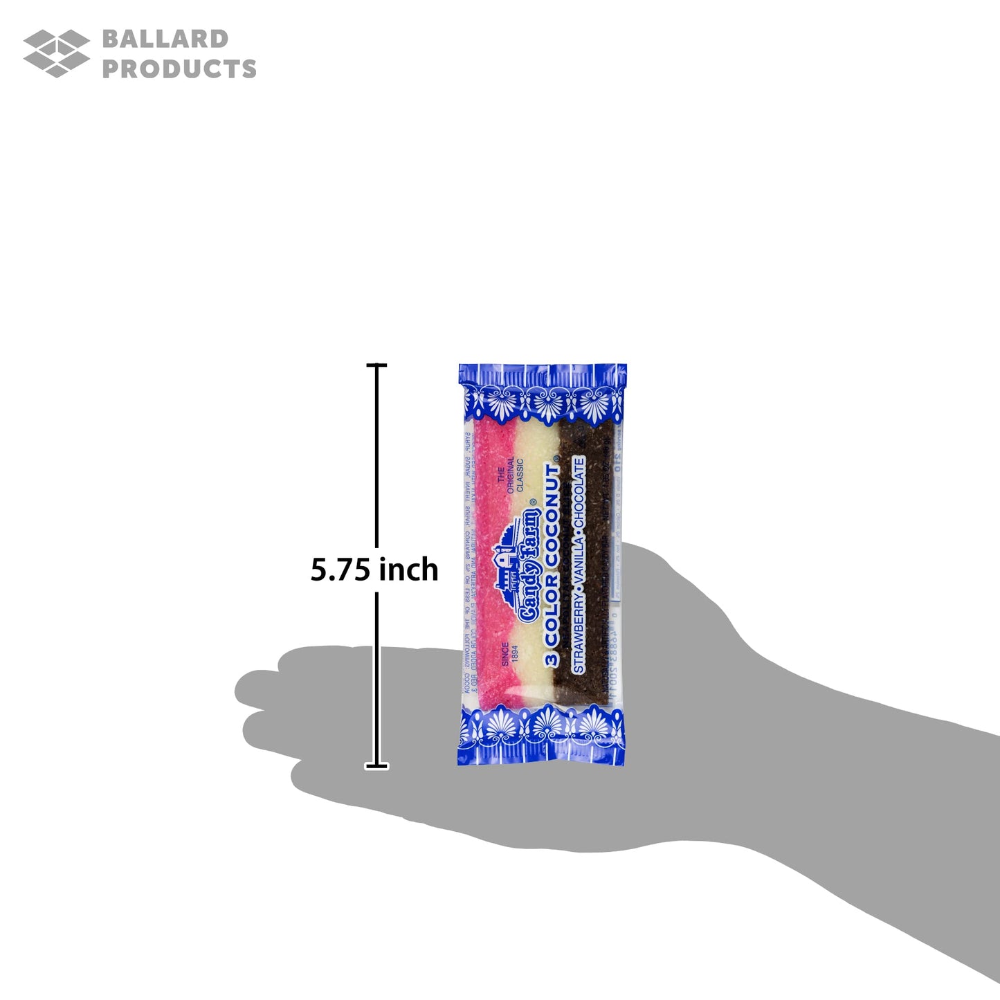 Candy Farm Neapolitan Coconut Candy Slices 4 Bars of Nostalgic Candy of Coconut Old Fashioned Candy Bundle with Ballard Products Moist Towelette