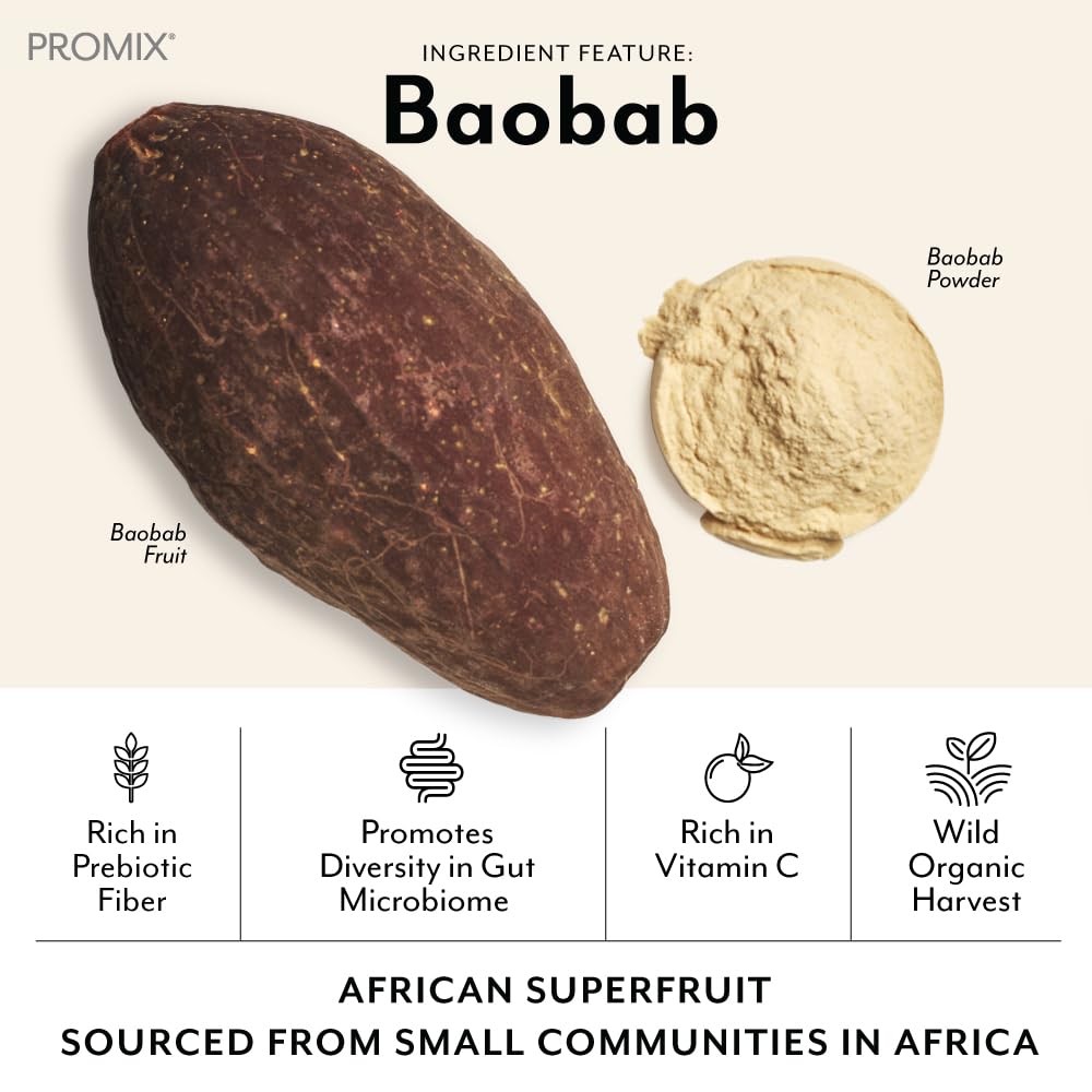 Promix Debloat Prebiotics and Probiotics with Baobab - Rich in Vitamin C, Bloating Relief, Immune Support - Orange - 30 Count