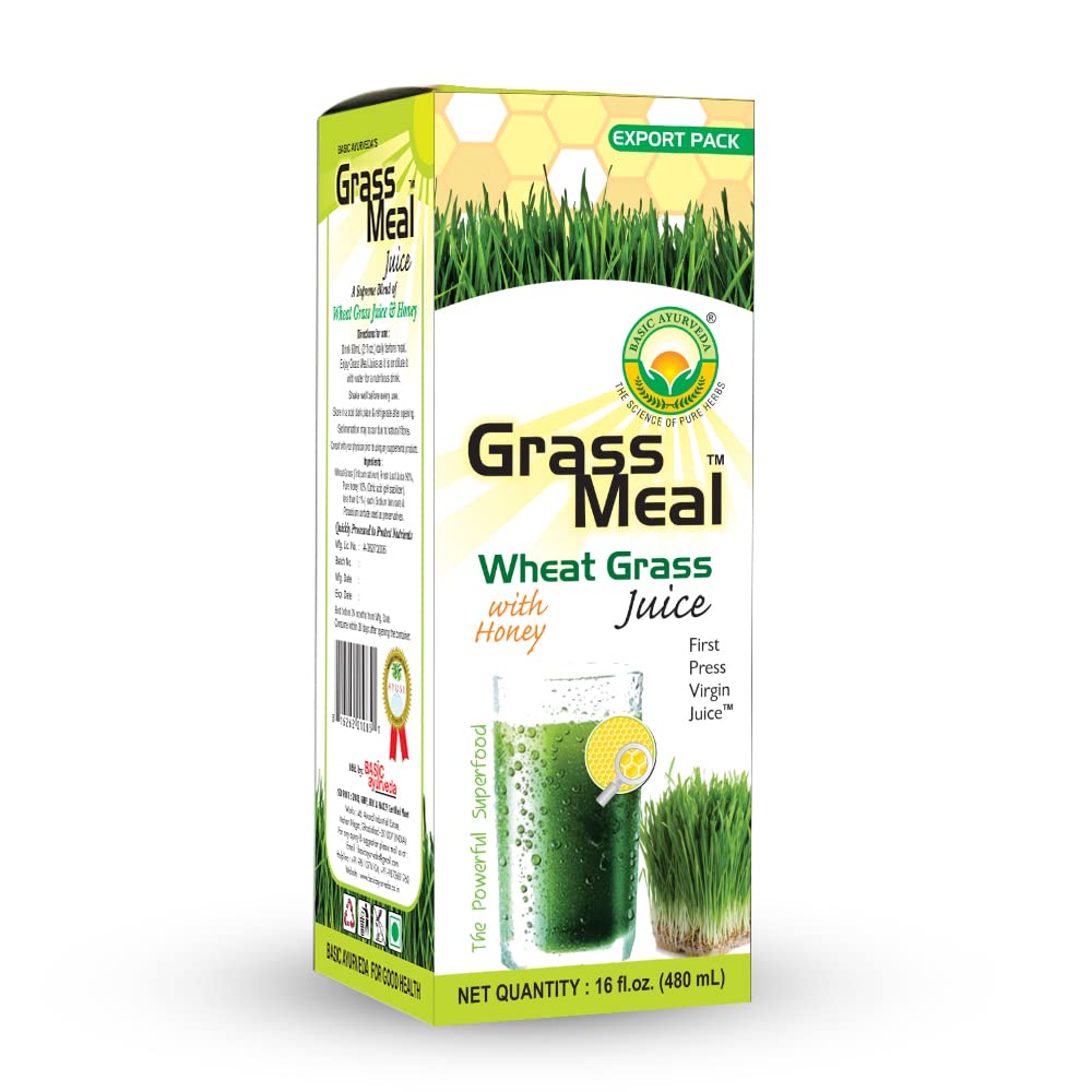 BASIC AYURVEDA Wheat Grass Juice with Honey Organic Pure Grass Meal Juice Purifying Natural Herbal Drink for Immune Support 1623 Fl Oz 480ml