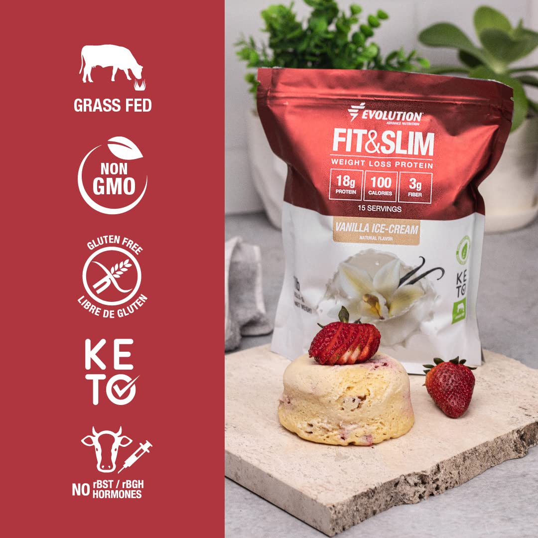 Evolution Advance Nutrition Fit & Slim Blend, 2 Pounds + Resistance Loop Bands for Home Exercise - Grass Fed Whey Protein Powder, Easy Digesting, Keto Approved, Non GMO, Stevia Sweetened (Vanilla)