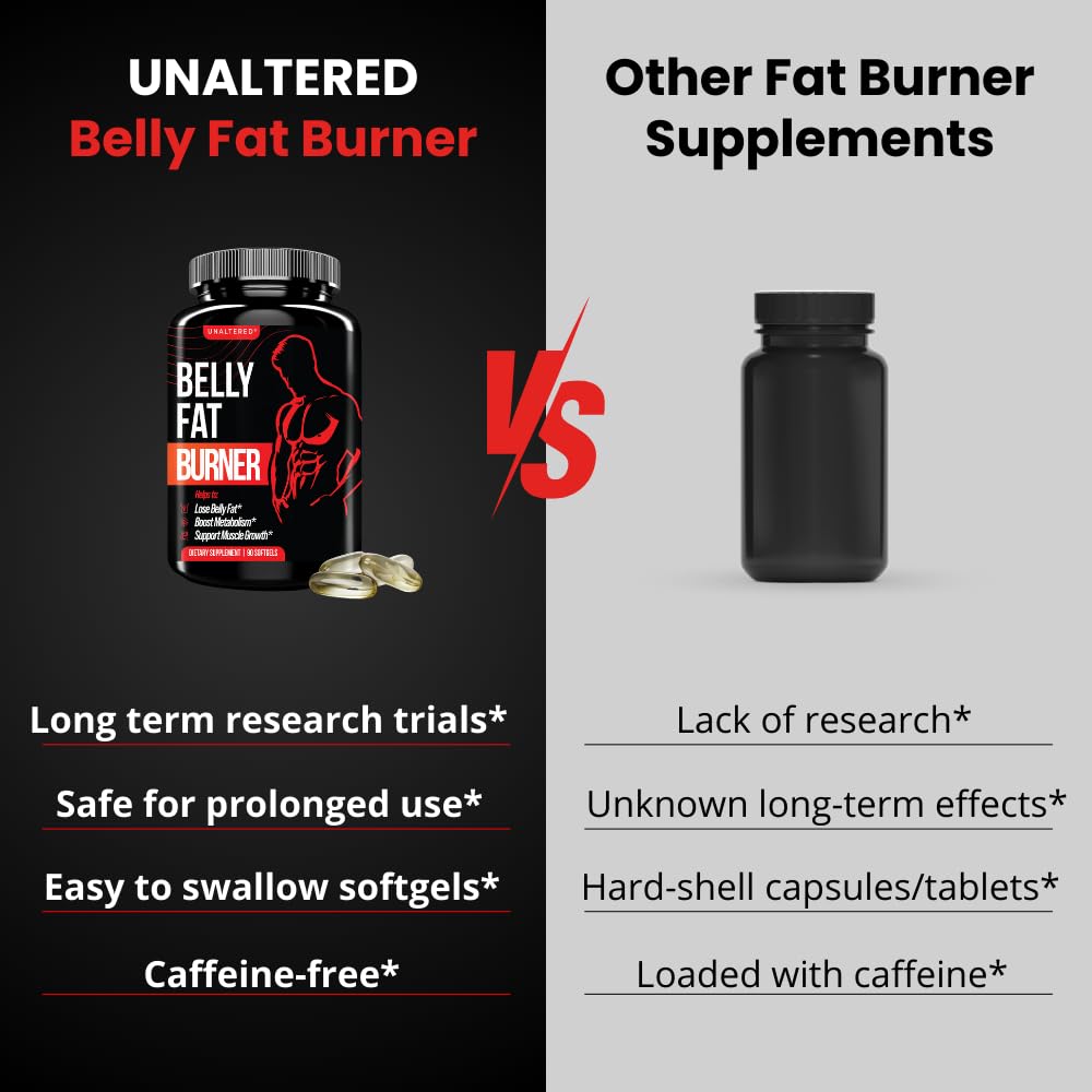 UNALTERED Belly Fat Burner for Men - Natural Weight Loss Pills to Support Reduced Body Fat, Preservation of Lean Muscle Mass, and a Healthy Metabolism - CLA Dietary Supplement - 90 Softgel Capsules