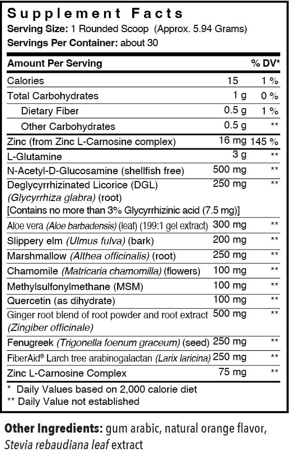 Patient One GastroOne | Powder Supplement to Support GI Lining and Gut and Digestive Health* | with Glutamine, DGL, Ginger, nAG and More | 6.35 oz