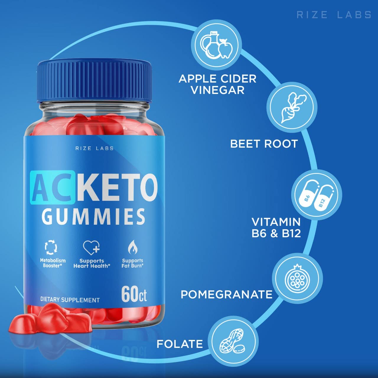 rize labs - AC Keto Gummies for Advanced Weight Loss Support Max Strength Formula Keto+ACV Energy 1000MG Gummy (180 Gummies)