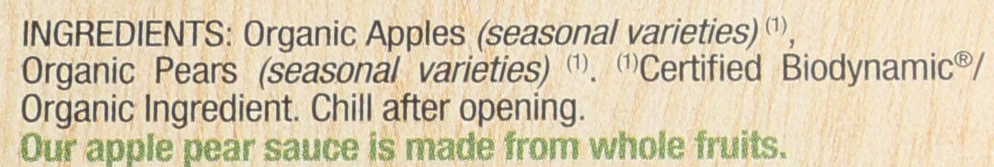 Natural Nectar Apple sauce Pear Biodynamic 22 Oz