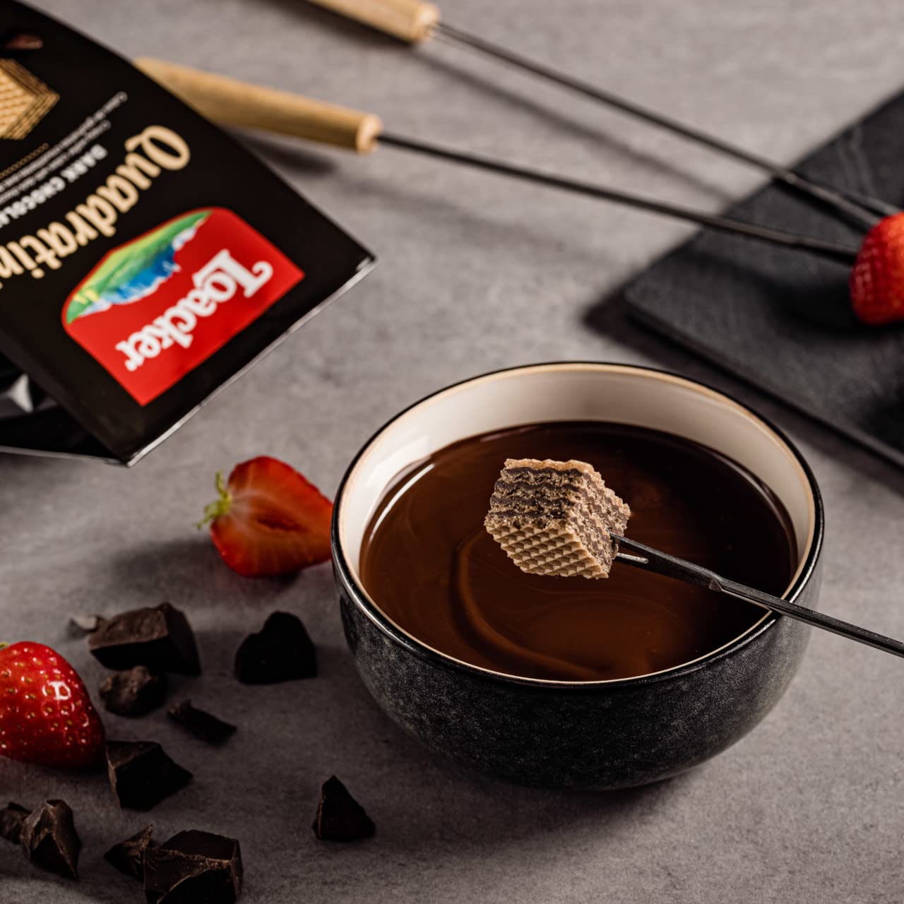 Loacker Quadratini Dark Chocolate Wafer Cookies LARGE Premium Crispy Bite Size Wafers 30 Less Sugar NONGMO LARGE Pack of 6