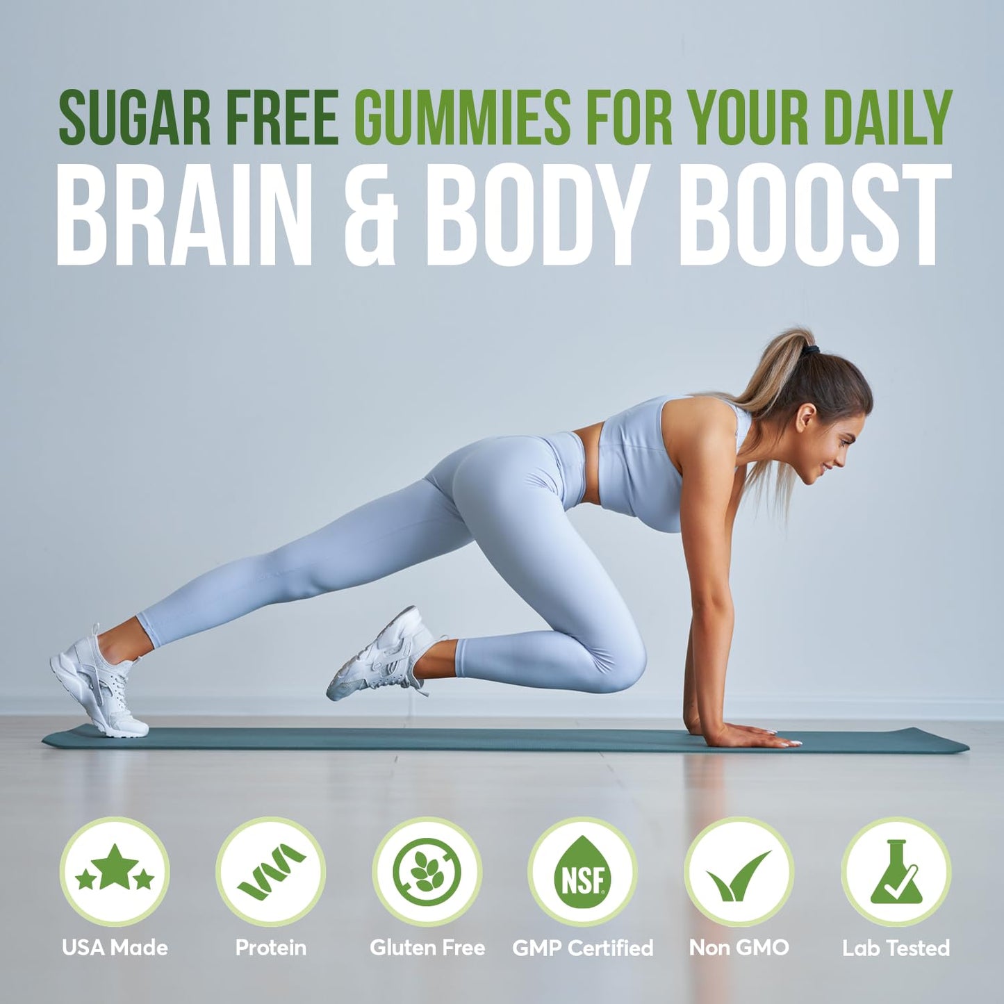 FIOR Sugar-Free Creatine Gummy - Best Creatine Monohydrate Chewable, 60 Count, Workout & Protein Supplement, Cognitive Enhancement, Green Apple Flavor, 30 Servings