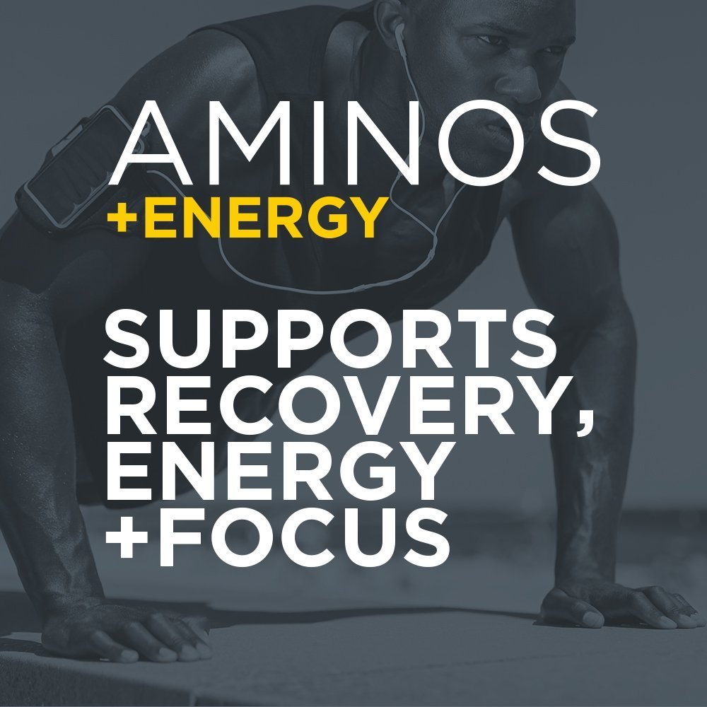 Purbolics Aminos + Energy | Supports Recovery, Energy & Focus | 95mg of Caffeine, 0 Sugar & 60 Servings (Sour Rainbow Candy)