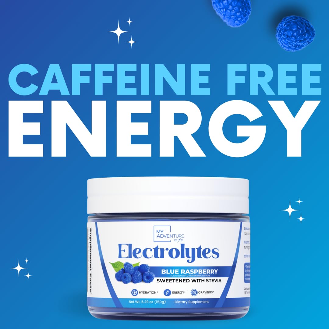 Zero Sugar - Blue Raspberry Electrolytes Powder - Refreshing Hydration - Caffeine Free Energy - All Natural Ingredients - Vegan, Keto and Paleo - Sugar Free Electrolyte Powder Drink Mix - 37 Servings