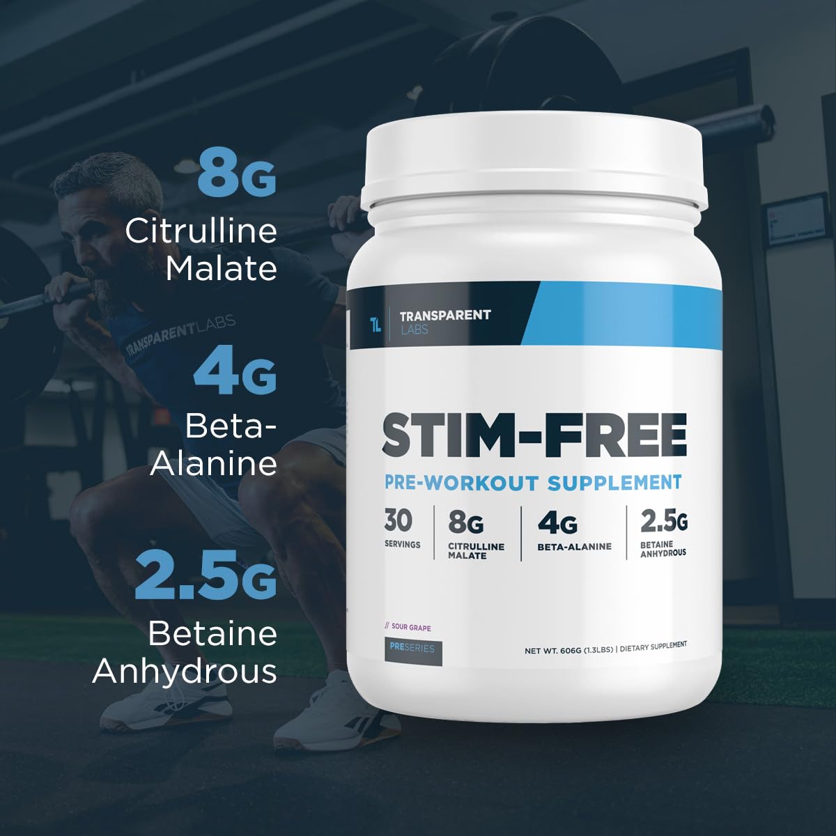 Transparent Labs Stim-Free Pre-Workout - Caffeine & Stim Free Pre Workout Powder for Men and Women with Beta Alanine Powder, Citrulline Malate, & elevATP - 30 Servings, Strawberry Lemonade