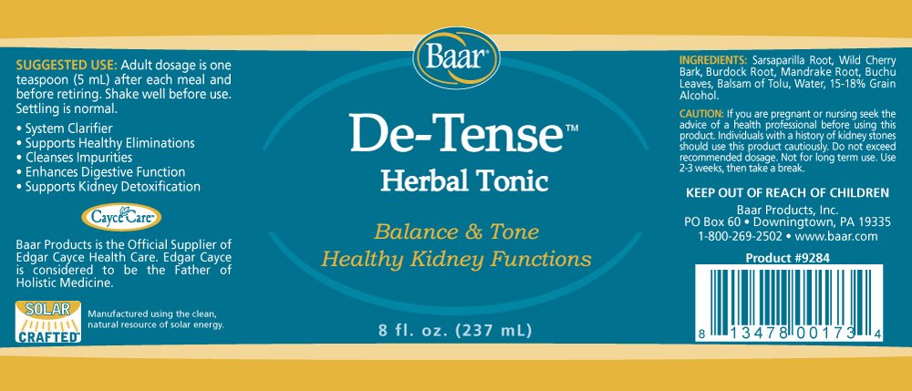 Baar De-Tense Herbal Tonic, 8 Fluid Ounces