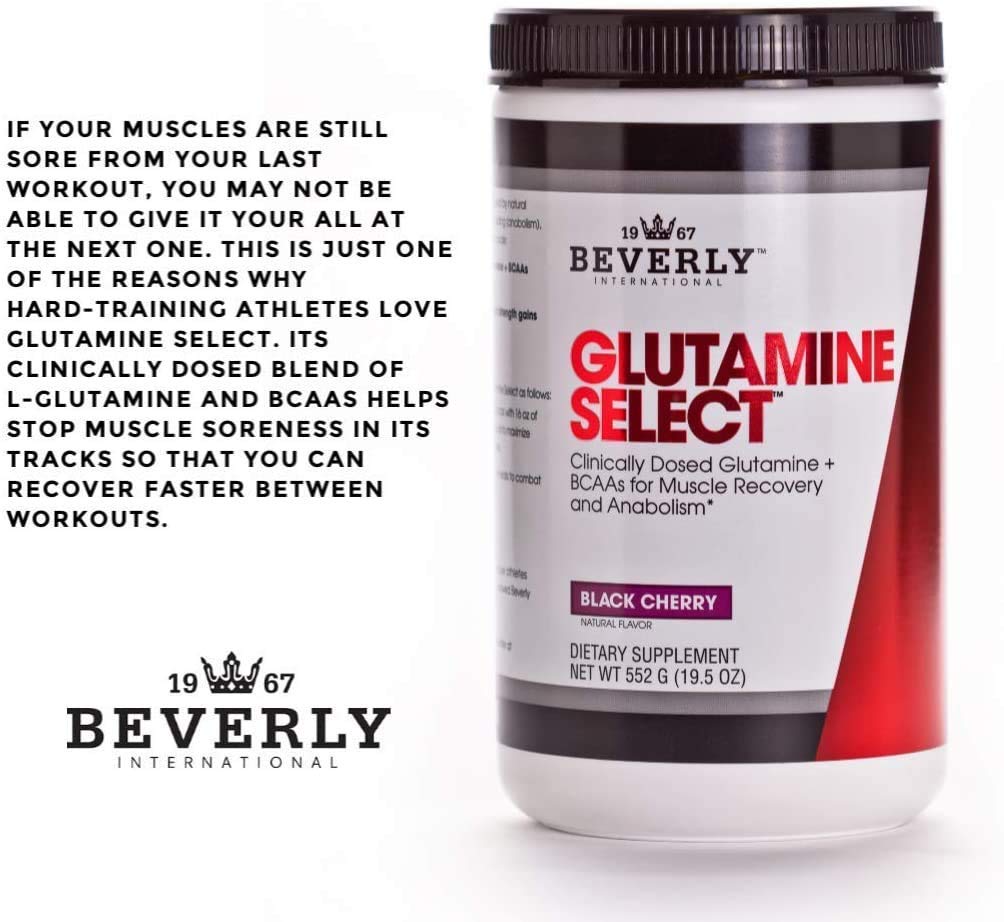 Beverly International Glutamine Select, 60 Servings. Clinically Dosed L-Glutamine and Amino Acid Formula for Lean Muscle and Recovery. Sugar-Free Powder. BCAA’s.