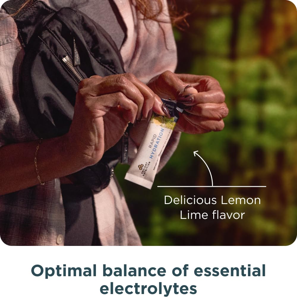Ancient Nutrition Rapid Hydration Powder, Lemon Lime, Electrolytes from Natural Sea Salts and Red Marine Algae, Supports Rapid Body Hydration and Cellular Health, 15 Servings