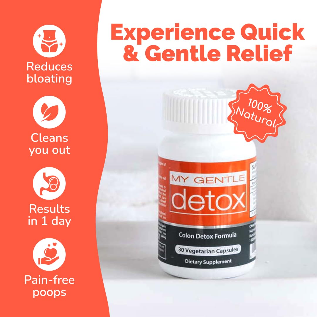 My Gentle Detox Poop Pills - Constipation Relief for Women & Men - All-Natural Colon Detox Cleanse Supplement for Regularity, Bloat & Gas Relief - Start Pooping in 1 Day (30 Ct)