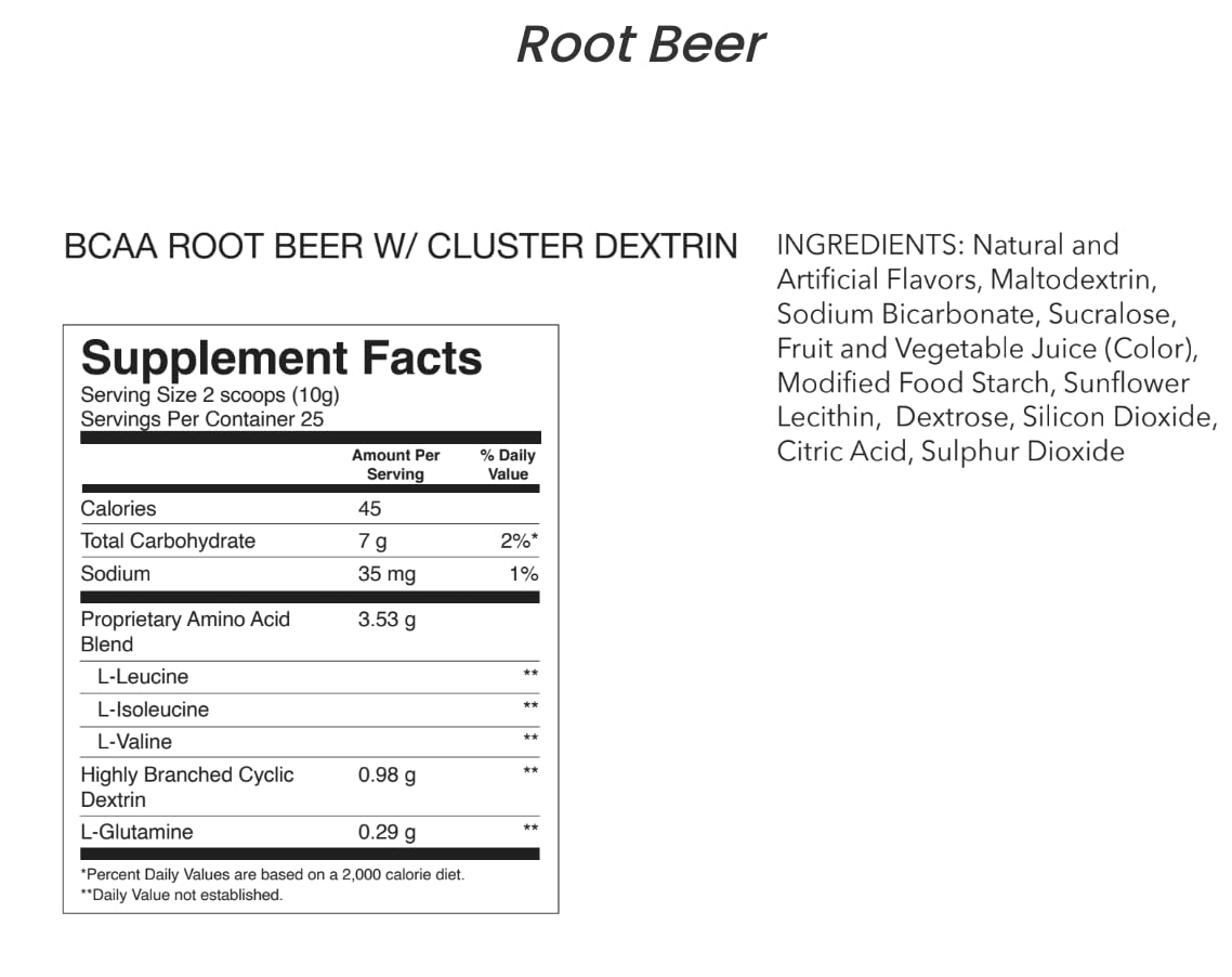 BCAA Powder by JBN. 30 Servings, 2:1:1 Ratio with Cluster Dextrin, Leucine, Isoleucine, Valine. Ignite Protein Synthesis & Muscle Recovery (Rootbeer)