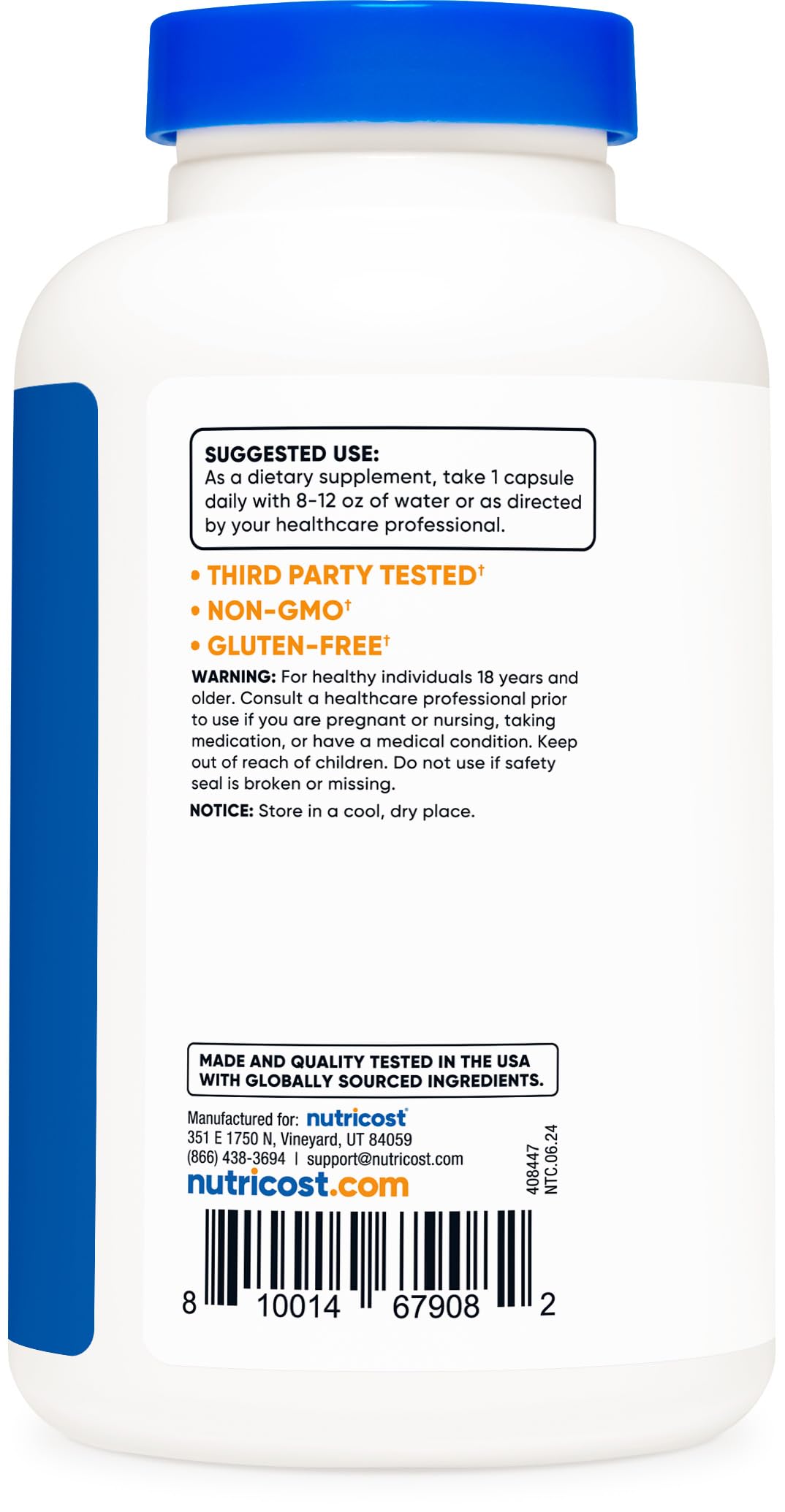 Nutricost Acetyl L-Carnitine (ALCAR) 500mg, 180 Capsules, 180 Servings - Non-GMO and Gluten Free, 1 Capsule per Serving
