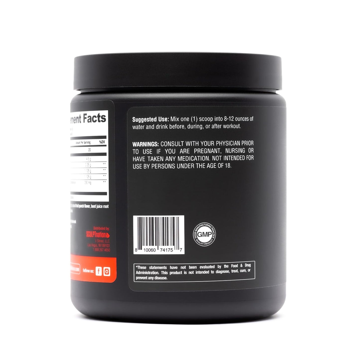 Sculpt Nation by V Shred BCAA Powder - Powerful Amino Acids Blend to Support Recovery and Endurance, Branch Chain Essential Amino Acids, Fruit Punch - 30 Servings