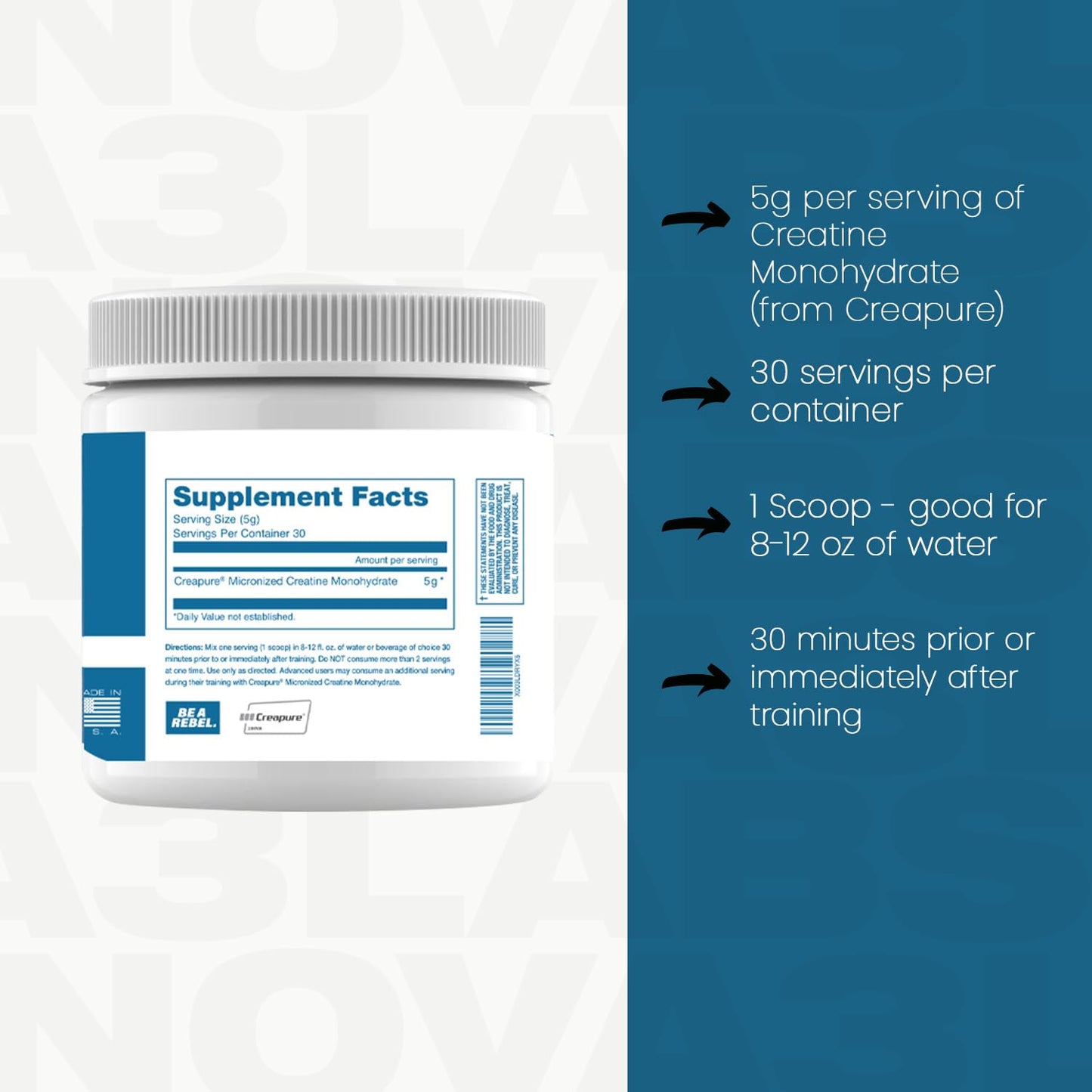 KompleX Nutrition Max Creatine Monohydrate from Creapture (30 Servings) - Maximize Performance, Enhanced Energy, Muscle Support, Brain