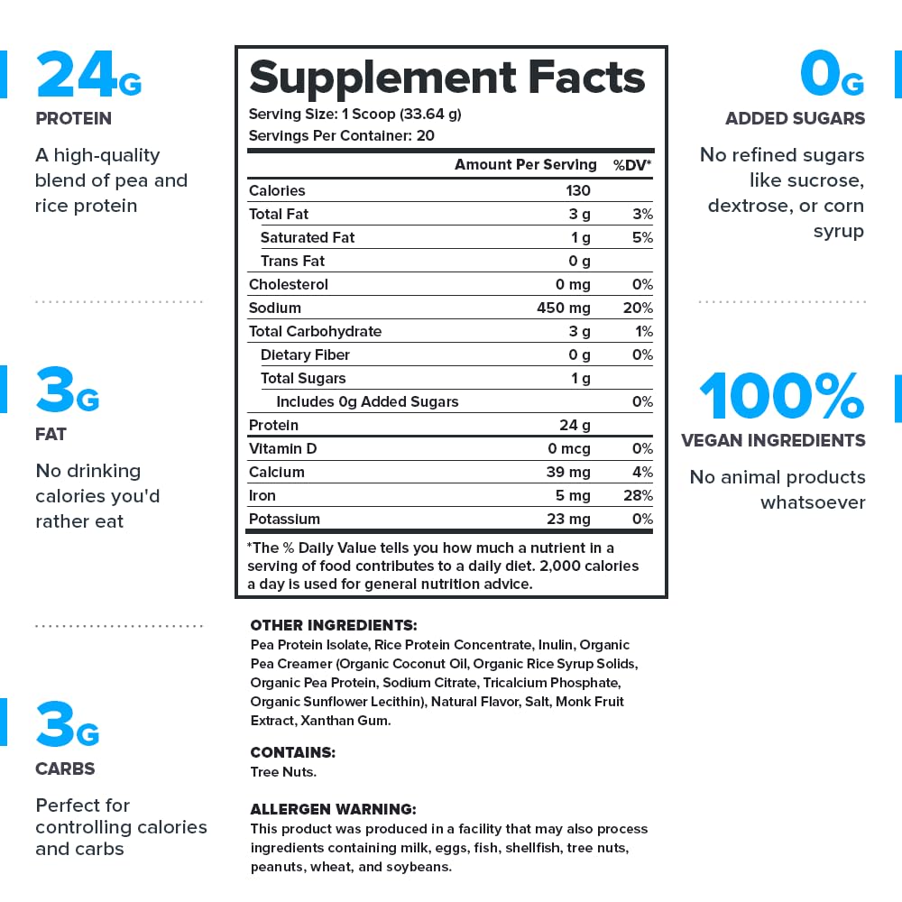 LEGION Plant+ Vegan Protein Powder, Vanilla - Rice and Pea, Plant Based Protein Blend. Gluten Free, GMO Free, Naturally Sweetened and Flavored, 20 Servings (Vanilla)