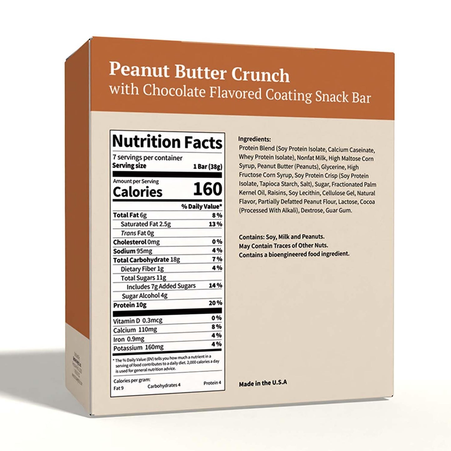 BestMed - High Protein Snack Bar - Low-Carb, 10g Protein, Low Sugar, Low Calorie, Weight Loss (Peanut Butter Crunch, 2 Box - 14 Count)