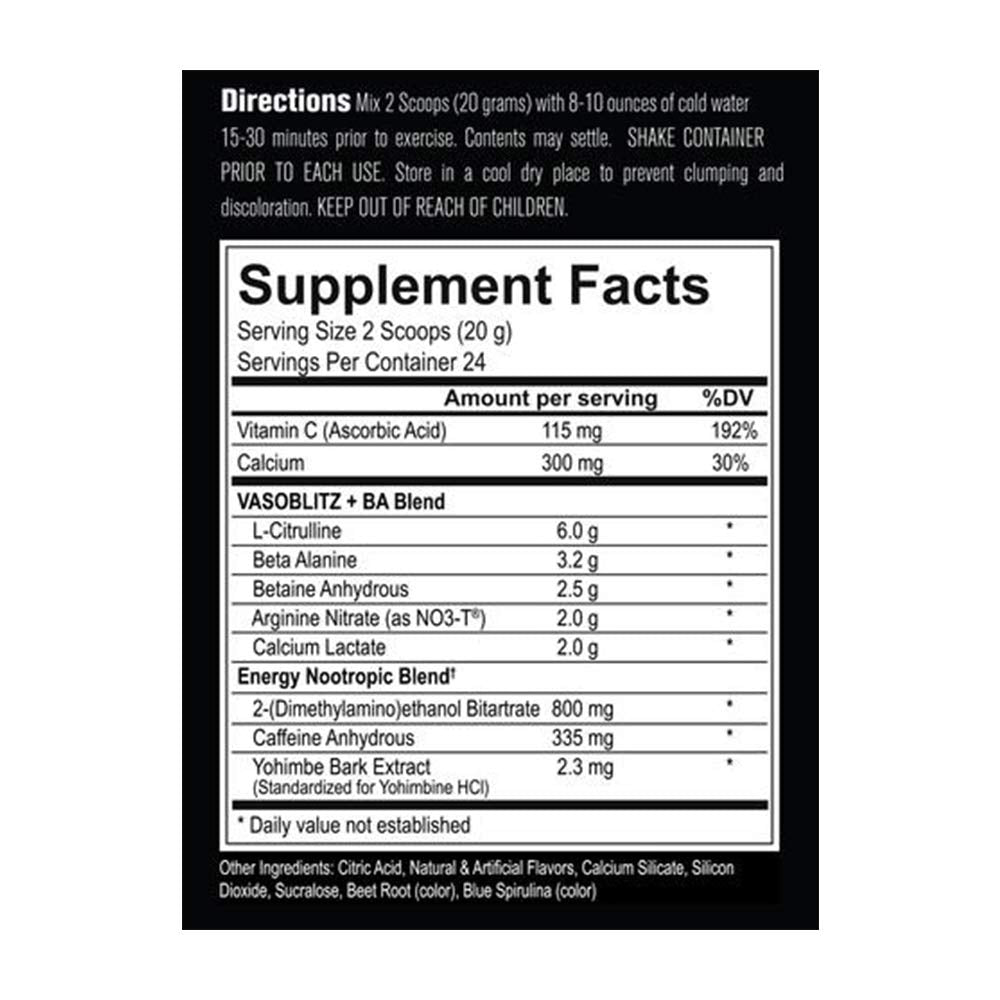 BFF Build Fast Formula FULLBLITZ Fully Loaded Pre-Workout | Energy Booster + Huge Dual Pathway Nitric Oxide Boosting Muscle Pumps, Laser Focus & Nootropic Blend - 24 Workouts (Rainbow Candy)