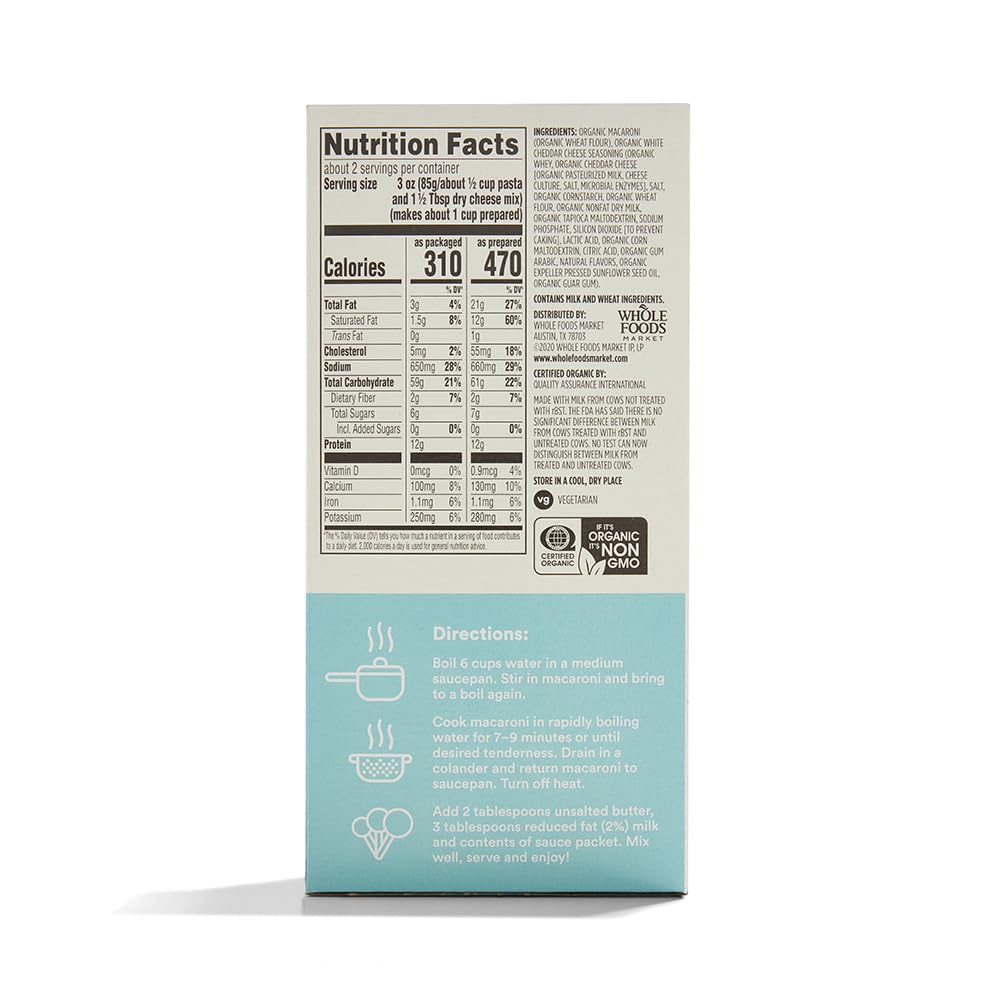 365 by Whole Foods Market Macaroni And Cheese White Cheddar Shells Organic 6 Ounce