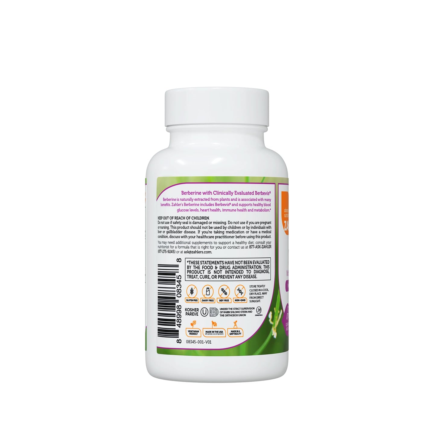 Berberine with Clinically Evaluated Berbevis, Metabolism and Glucos Support Formula, 60 Capsules.