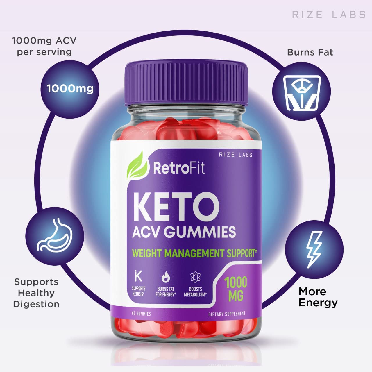 rize labs - RetroFit Keto ACV Gummies for Advanced Weight Loss with Apple Cider Vinegar, Supplement Helps in Reducing Belly Fat, for Extra Strength (120 Gummies)