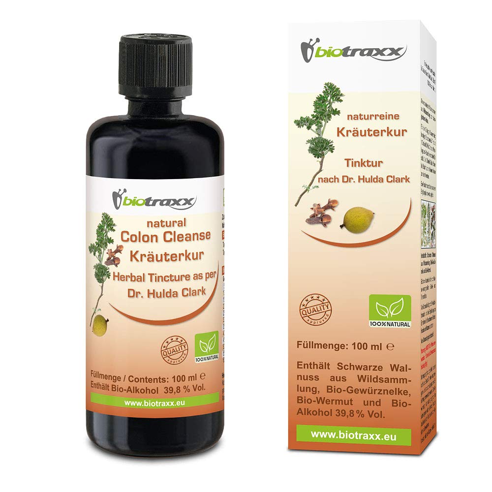 Cleanse to Support Intestine Detox with Wormwood Black Walnut Clove - Made in Germany by Biotraxx