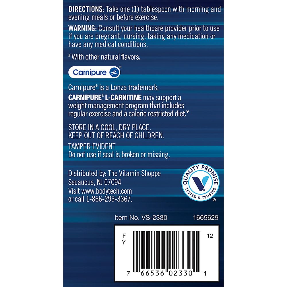 BodyTech Carnipure L-Carnitine 1100 MG, Raspberry - Supports Healthy Heart, Fat Metabolism & Recovery (16 Fluid Ounce)