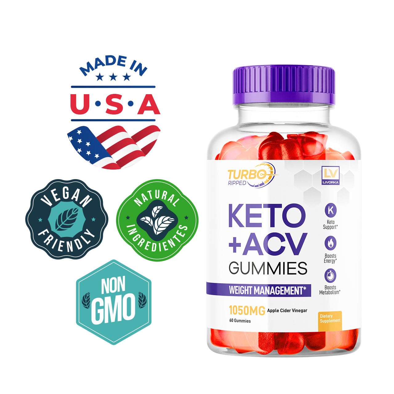 (2 Pack) Turbo Ripped Keto Weight Loss ACV Gummies, Turbo Ripped Keto ACV Gummies, Turbo Ripped Gummies, TurboRipped Keto ACV Apple Cider Vinegar Advanced Multivitamin Healthy s Gummys, 2 Months